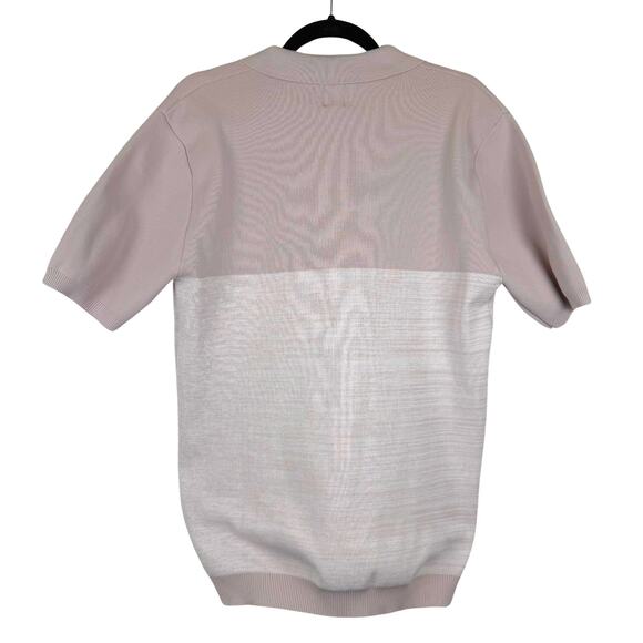 River Island Light Purple Silver Zipper Sweater Polo Short Sleeve Knit Tee-XL - Picture 2 of 3